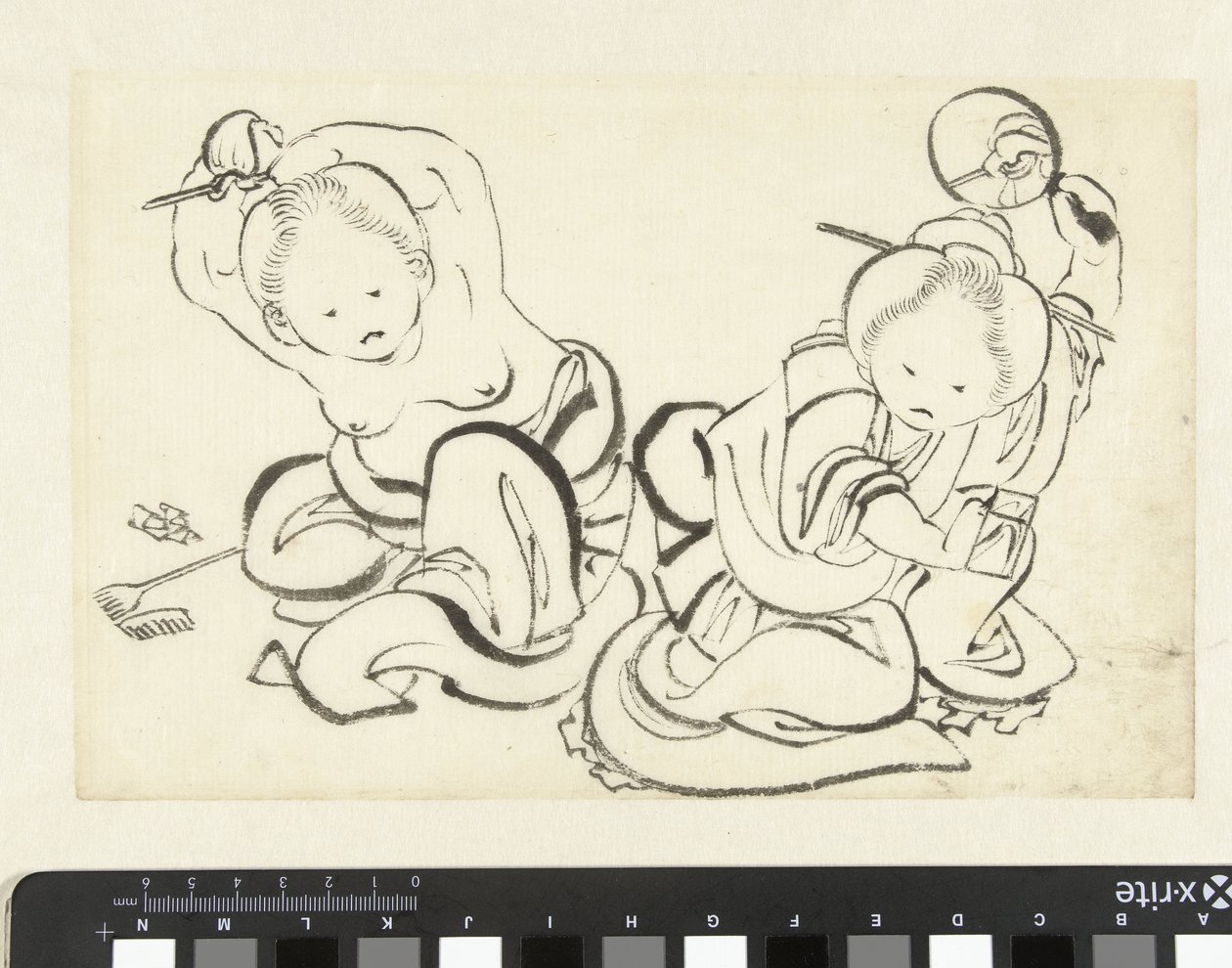 Zwei Frauen, die sich frisieren von attributed to Katsushika Hokusai