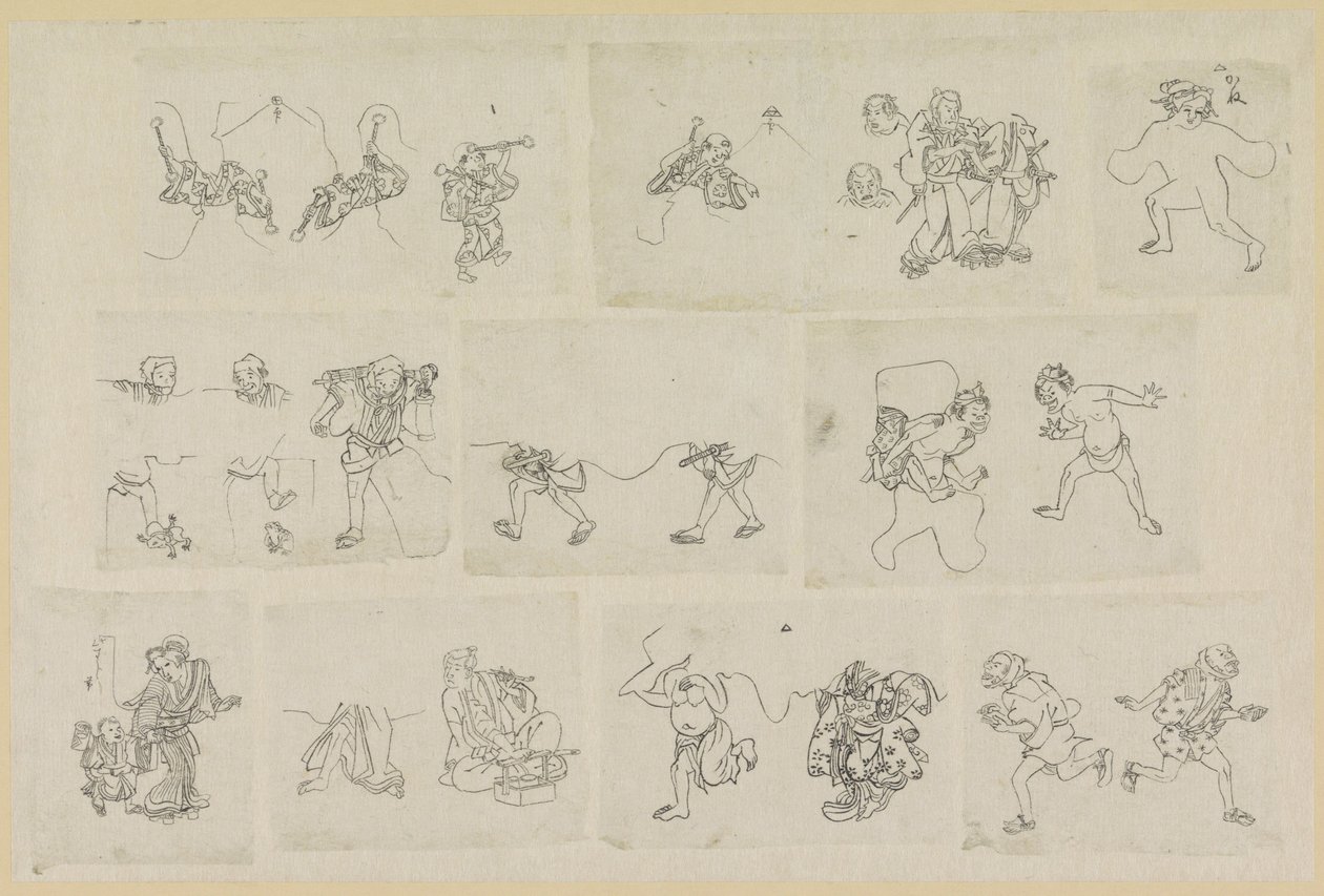 Elf verschiedene Darstellungen von Menschen von Katsushika Hokusai (possibly)