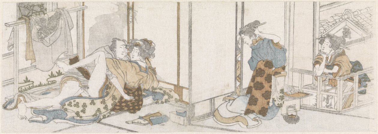 Liebespaar beobachtet von Katsushika Hokusai (possibly)