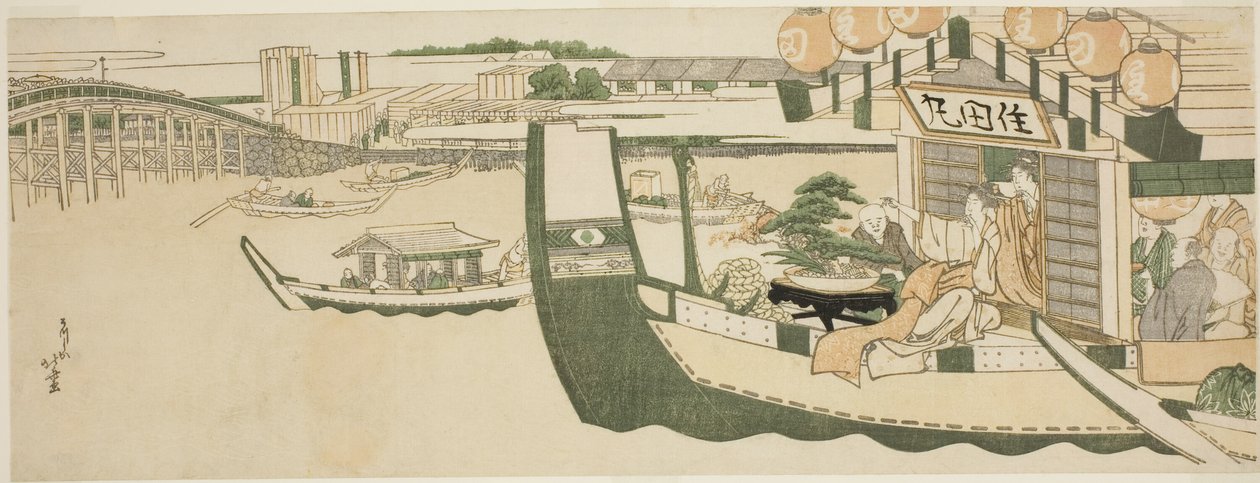Bootspartien auf dem Sumida-Fluss von Katsushika Hokusai