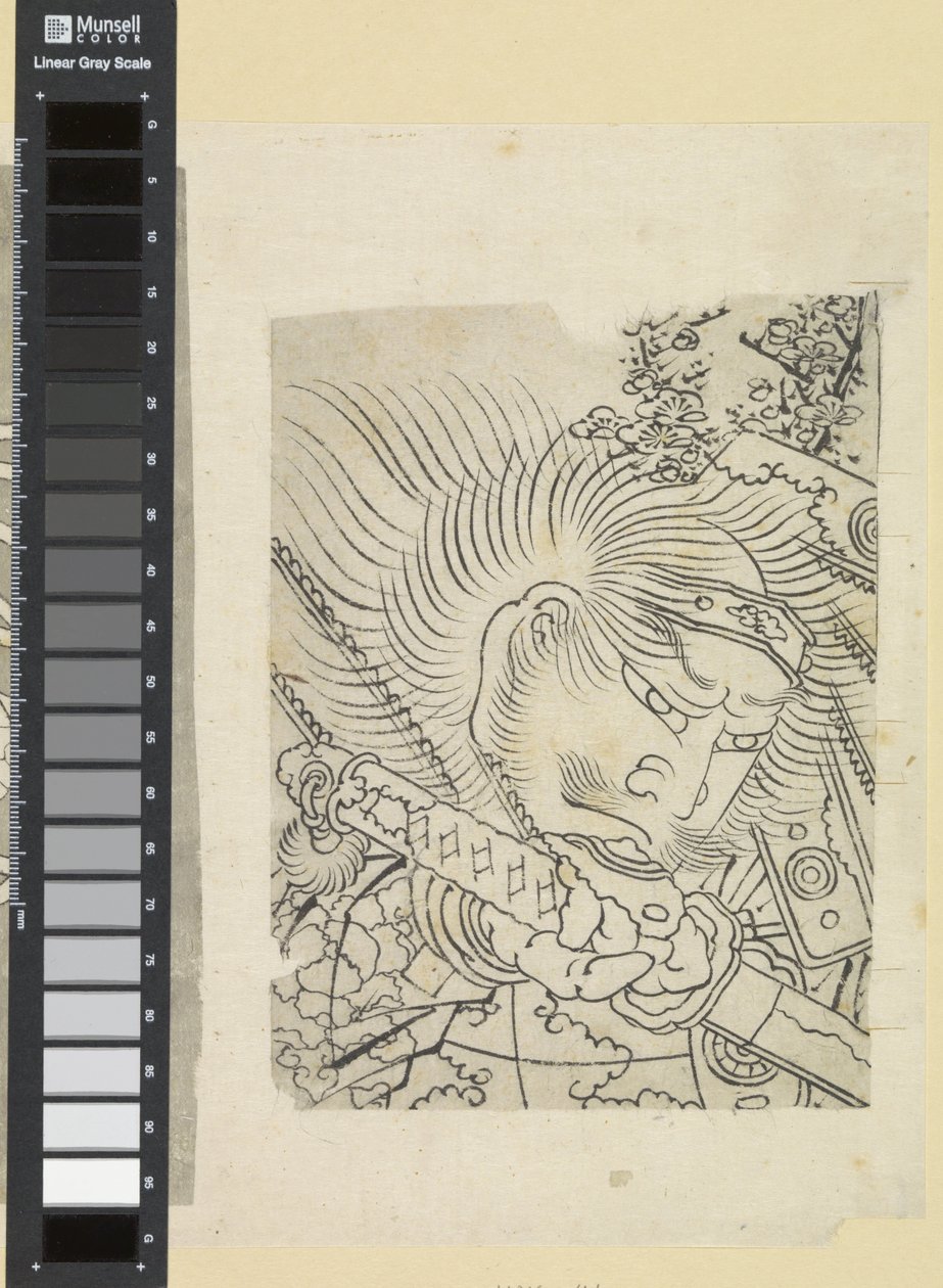Kopf eines Samurai unter Kirschblüten von Katsushika Hokusai