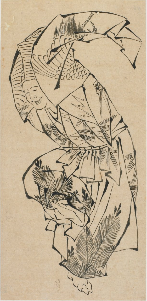 Männlicher Tänzer, Manzai, spätes 18. - frühes 19. Jahrhundert von Katsushika Hokusai