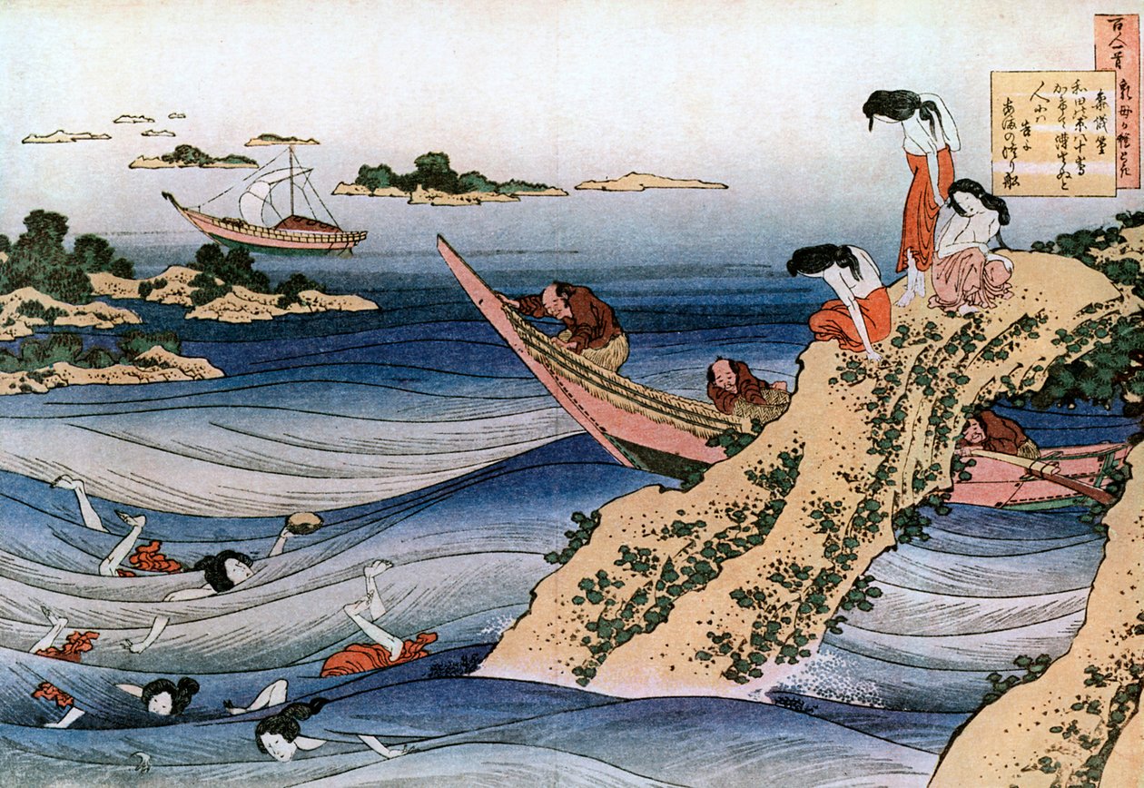 Austernfischen, ca. 1785-1849 von Katsushika Hokusai