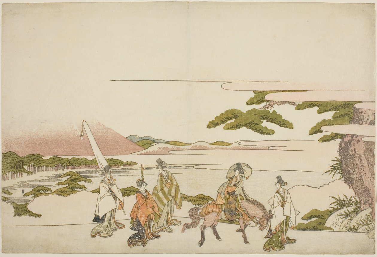 Parodie auf Ariwara no Narihiras östliche Reise von Katsushika Hokusai