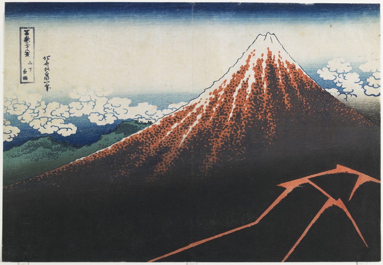 Regensturm unter dem Gipfel, 1831-1834 von Katsushika Hokusai