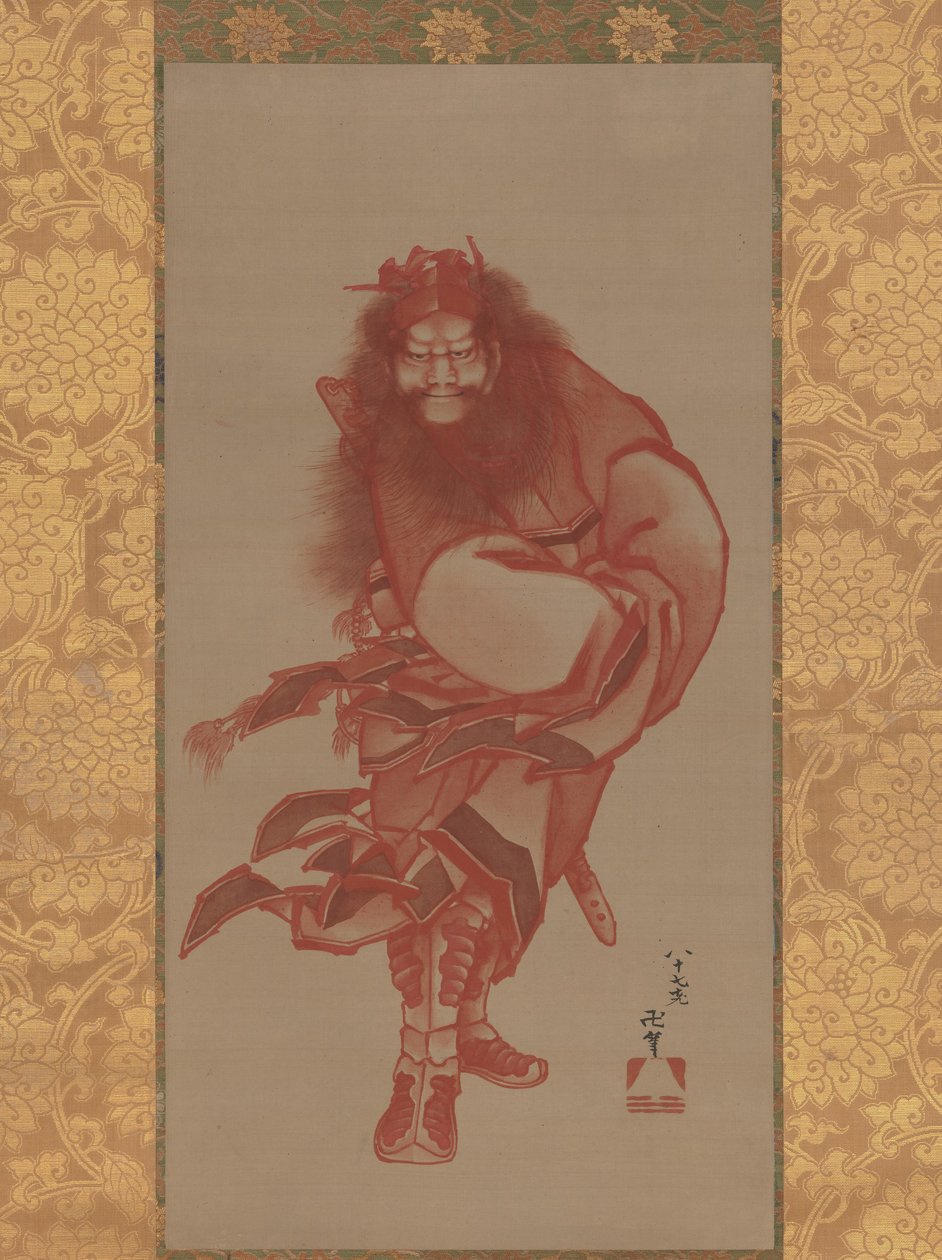 Roter Shoki, der Dämonenbezwinger, datiert 1847 von Katsushika Hokusai