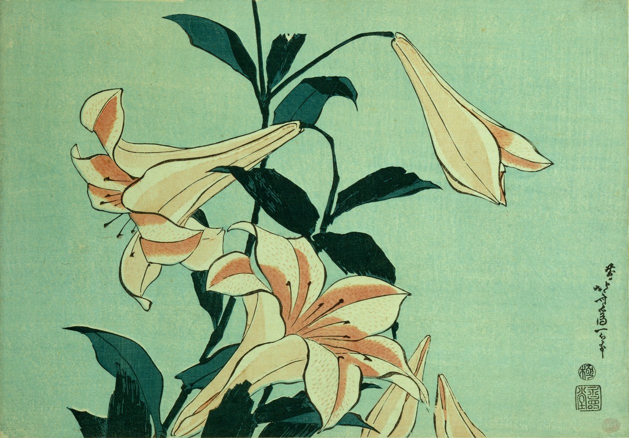 Trompetenlilien von Katsushika Hokusai