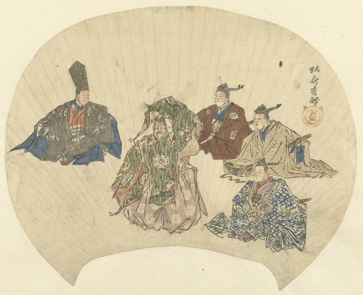 Szene aus dem Theaterstück Okina von Kawanabe Kyosai