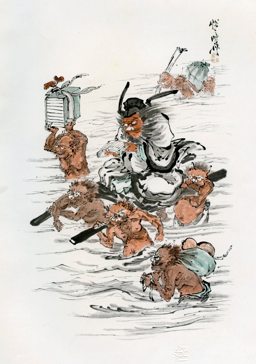 Shoki und begleitende Dämonen, 1898 von Kawanabe Kyosai