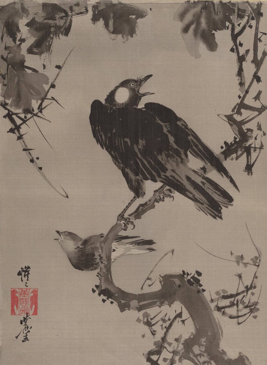 Stare auf einem Ast, ca. 1887 von Kawanabe Kyosai
