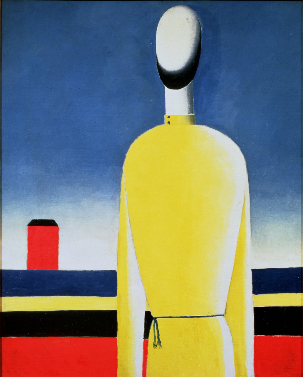 Halbfigur in einem gelben Hemd, 1928-32 von Kazimir Severinovich Malevich