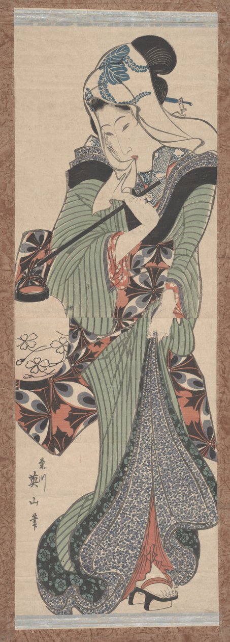 Frau mit Laterne von Keisai Eisen
