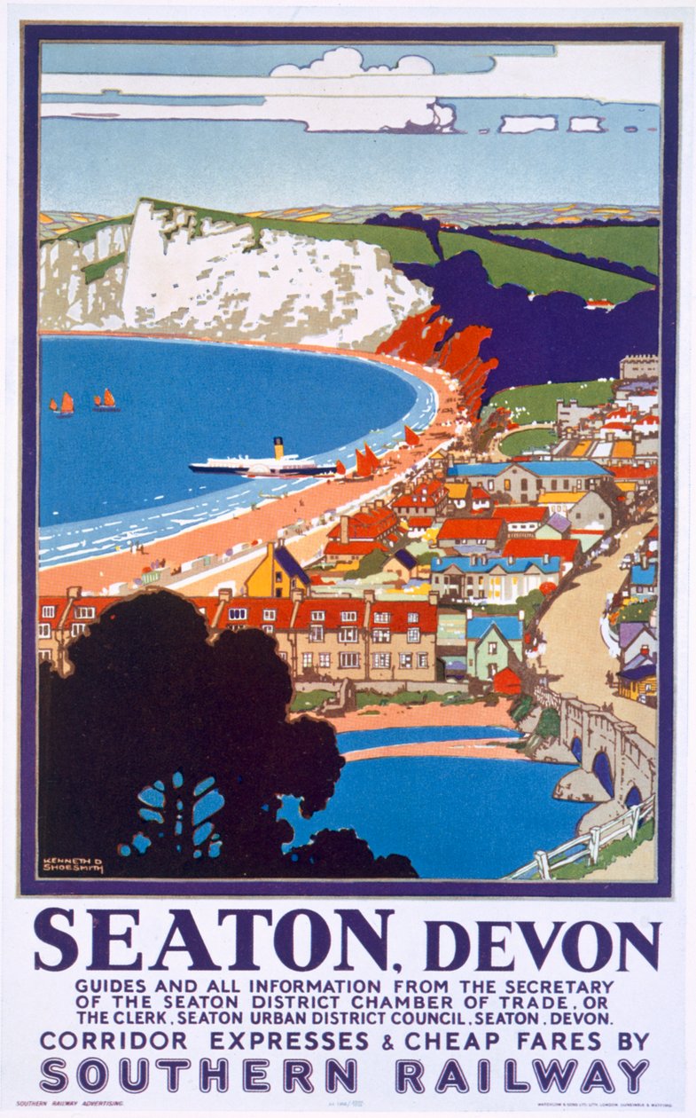 Seaton, Devon, Plakat zur Werbung für die Southern Railway von Kenneth Shoesmith