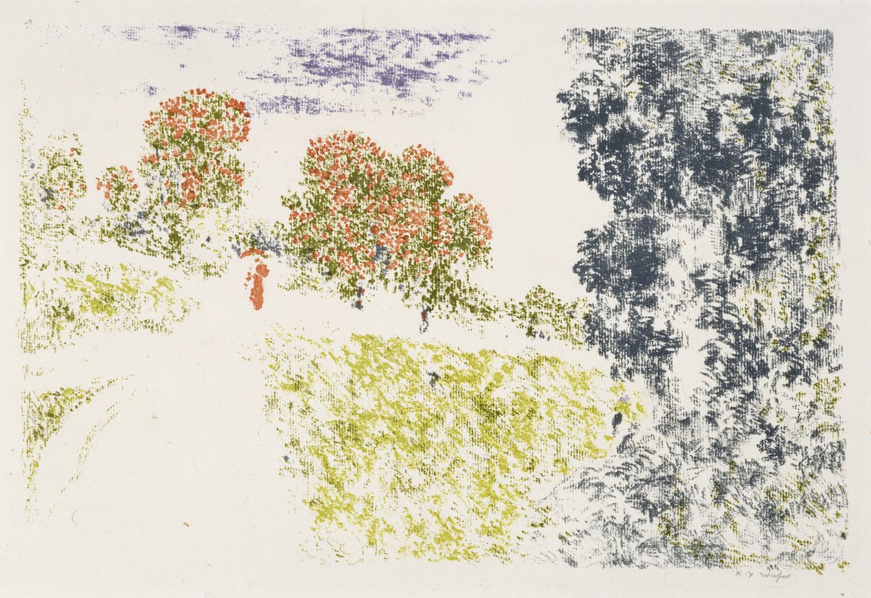 Femme en rouge dans un paysage (Frau in Rot in einer Landschaft), 1899-1900 von Ker Xavier Roussel