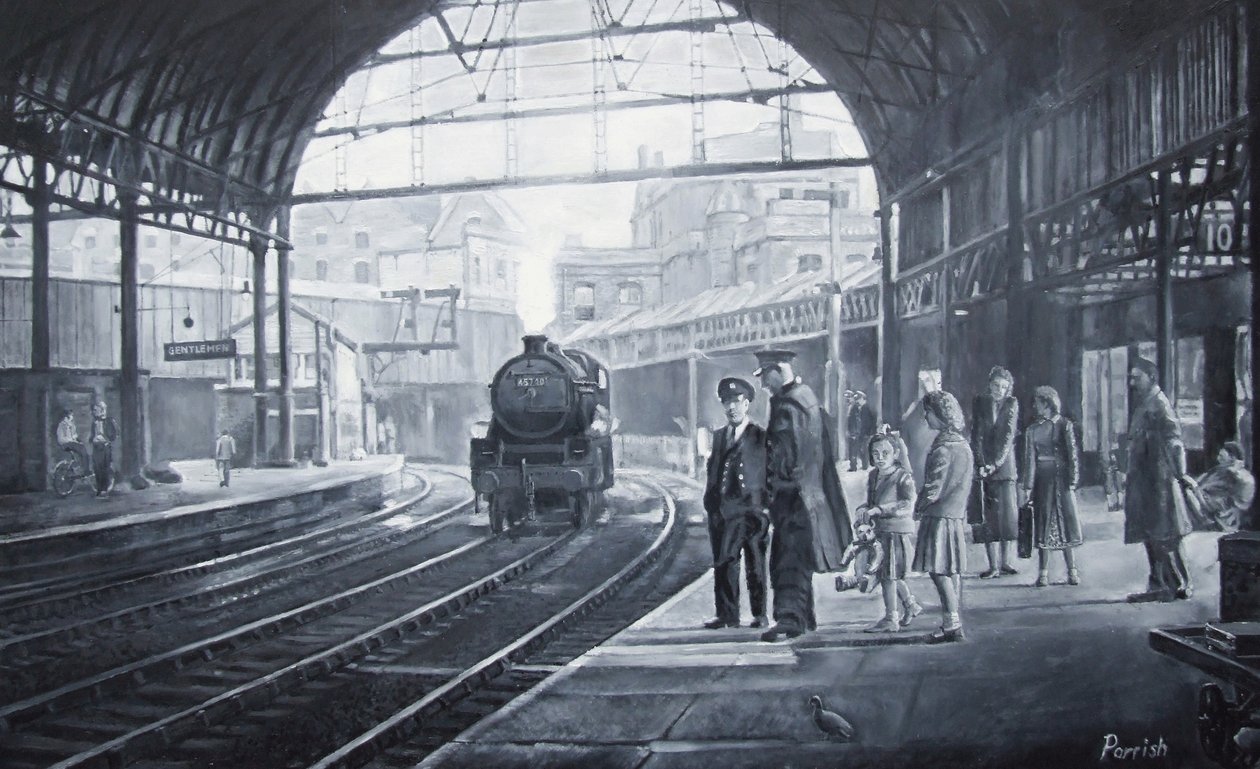 Warten auf den Zug von Kevin Guild of Railway Artist Parrish
