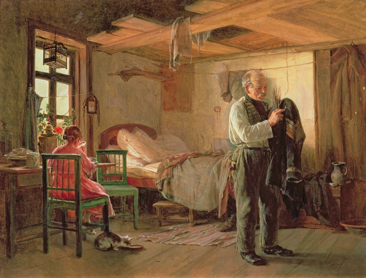 Morgen in einer Pförtnerloge, 1874 von Kirill Vikentevich Lemokh