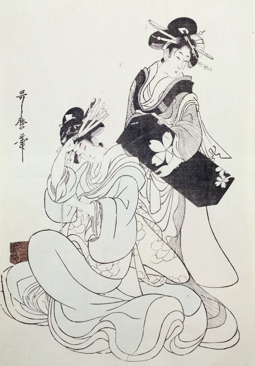 Zwei weibliche Figuren von Kitagawa Utamaro