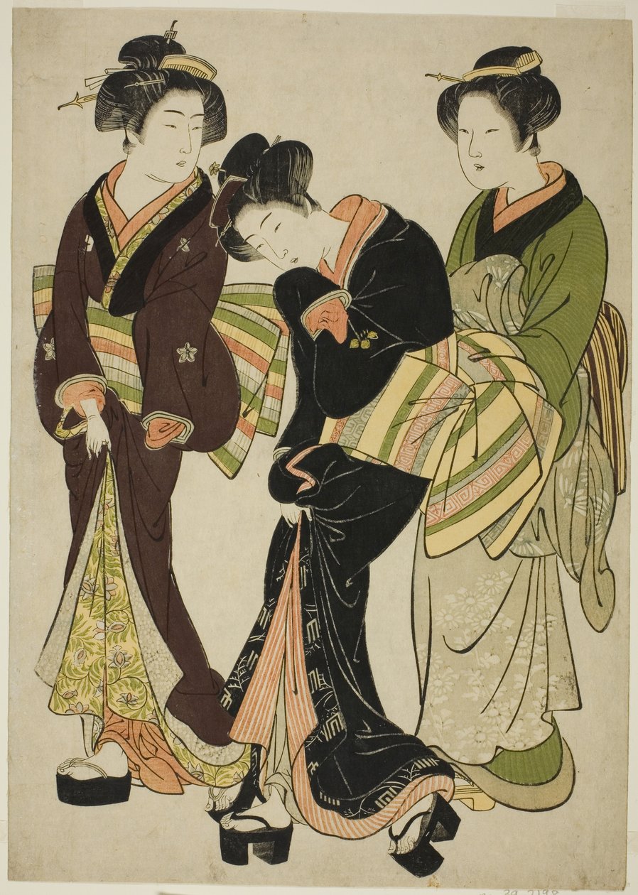 Zwei Entertainer und eine Magd von Kitao Shigemasa