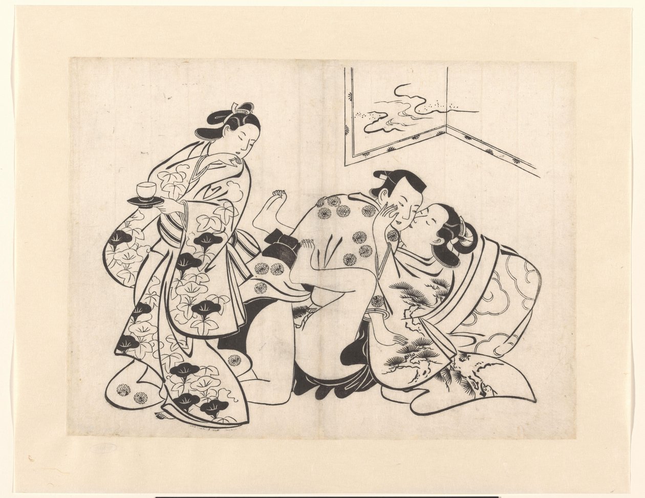 Liebespaar mit zurückblickendem Mädchen von Kiyonobu (I) , Torii