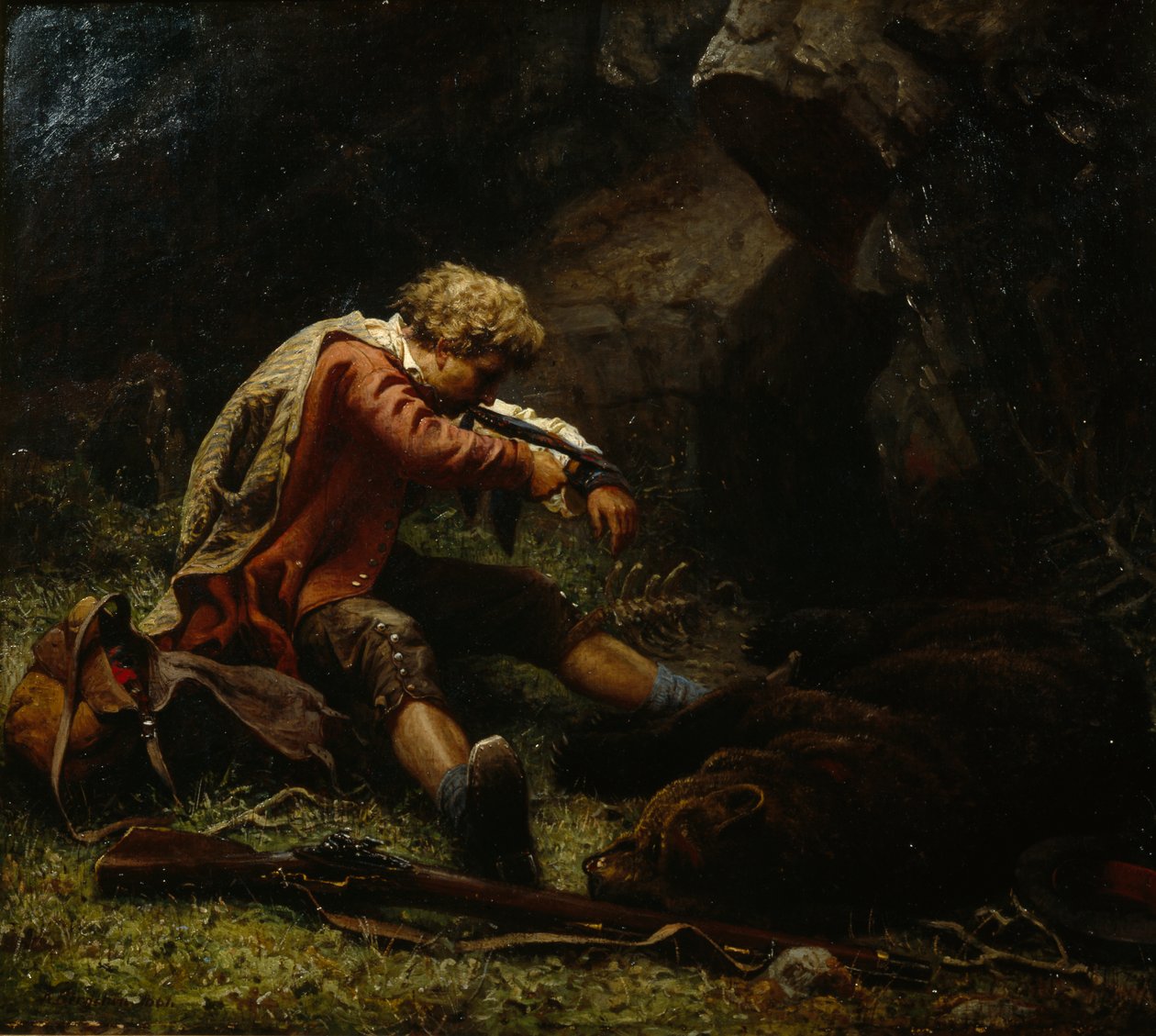 Verletzter Bärenjäger von Knud Bergslien