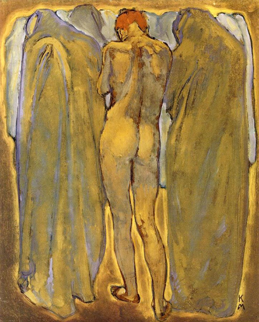 Rückenansicht einer nackten Frau mit Geistern von Koloman Moser