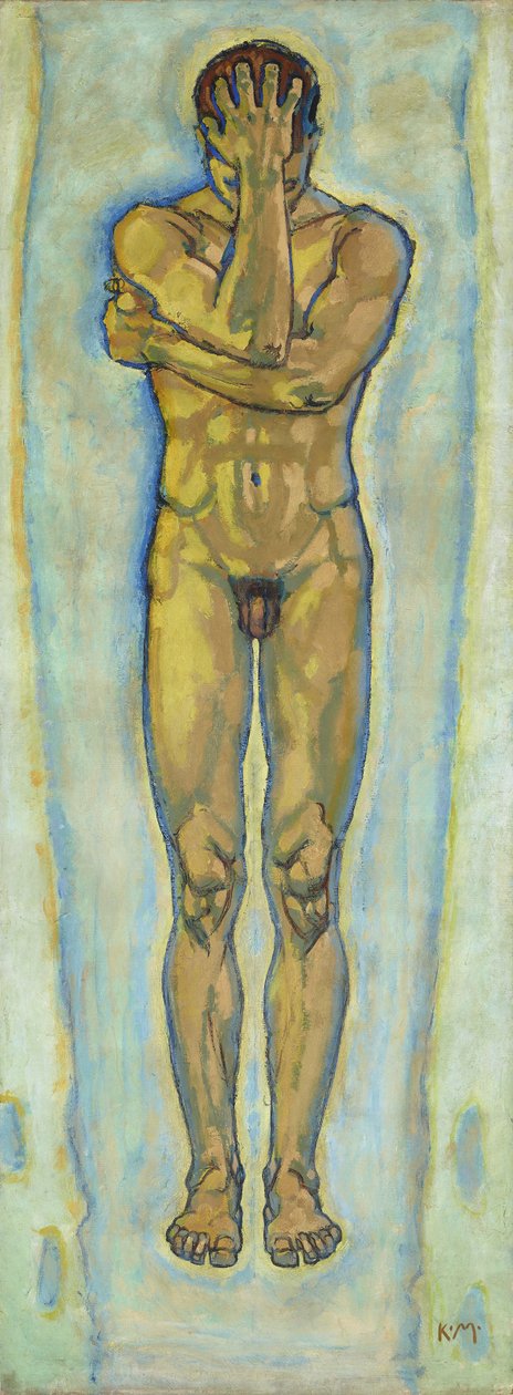 Männlicher Akt in Gelb und Blau, ca. 1913 von Koloman Moser