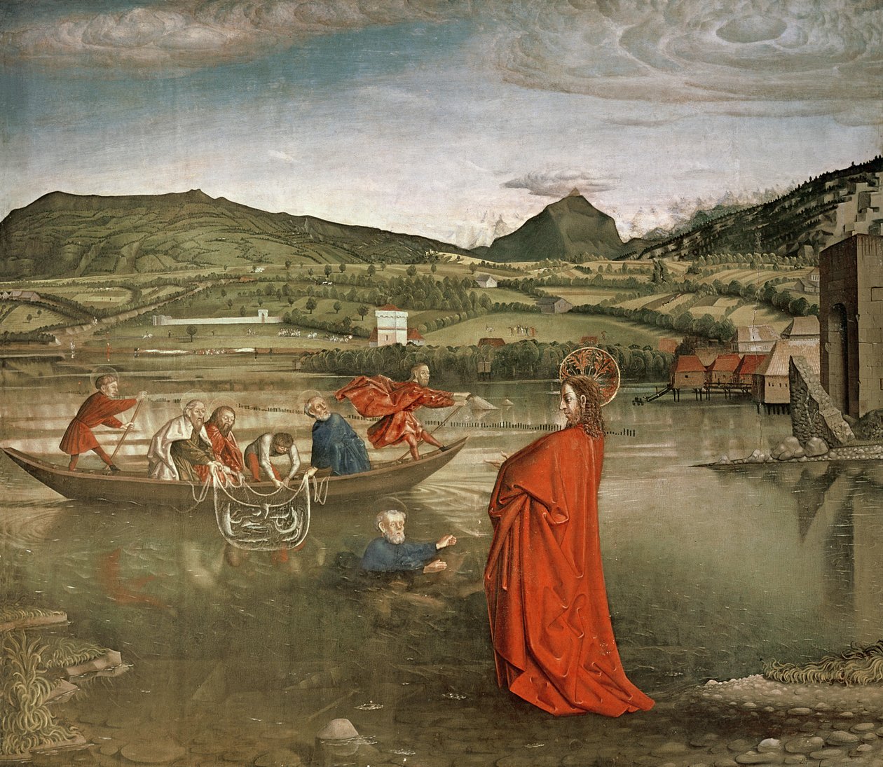 Das Wunderbare Fischfang, vom Altarbild des Kardinals Francois de Mies, ca. 1444 von Konrad Witz