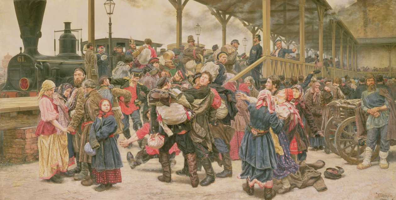 Aufbruch in den Krieg, 1888 von Konstantin Apollonovich Savitsky