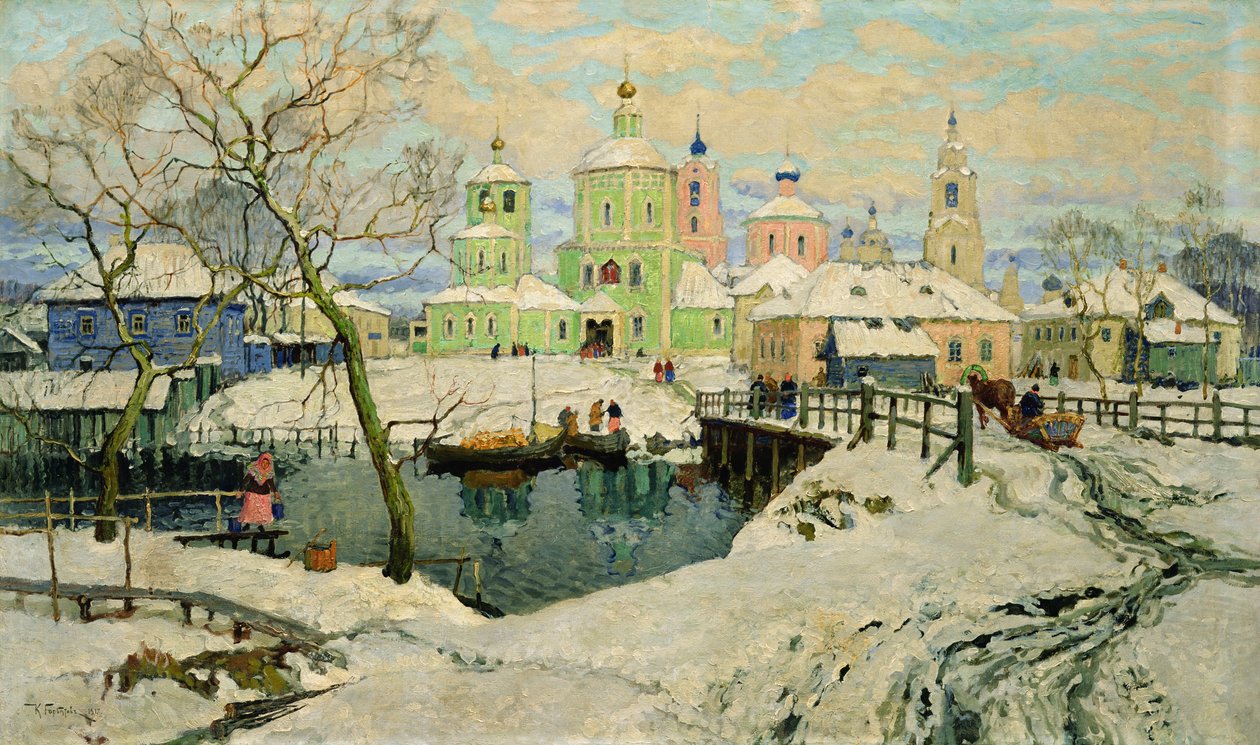 Das kleine Dorf Torzhok, 1917 von Konstantin Ivanovich Gorbatov
