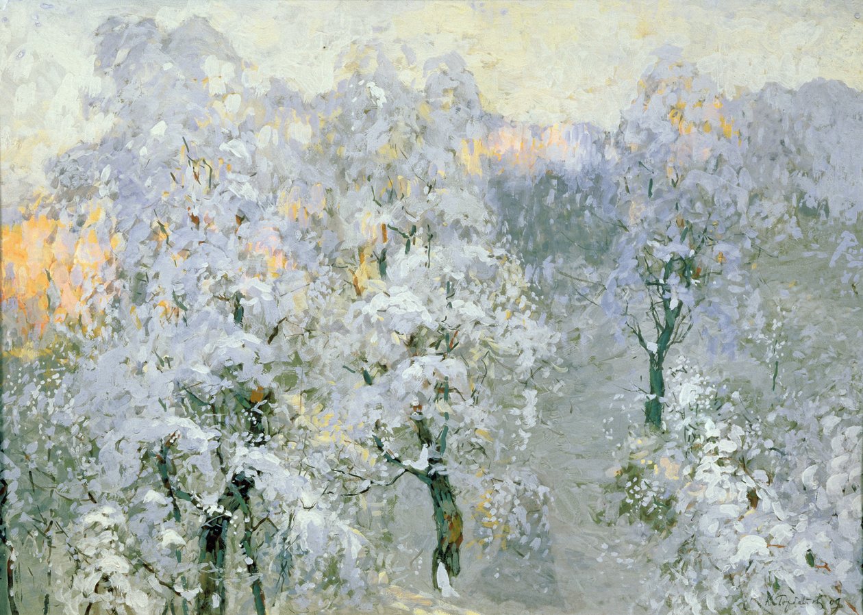 Bäume im winterlichen Silber, 1910 von Konstantin Ivanovich Gorbatov
