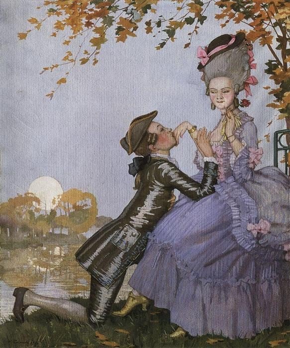Ein junger Mann und eine Dame von Konstantin Andreevic Somov