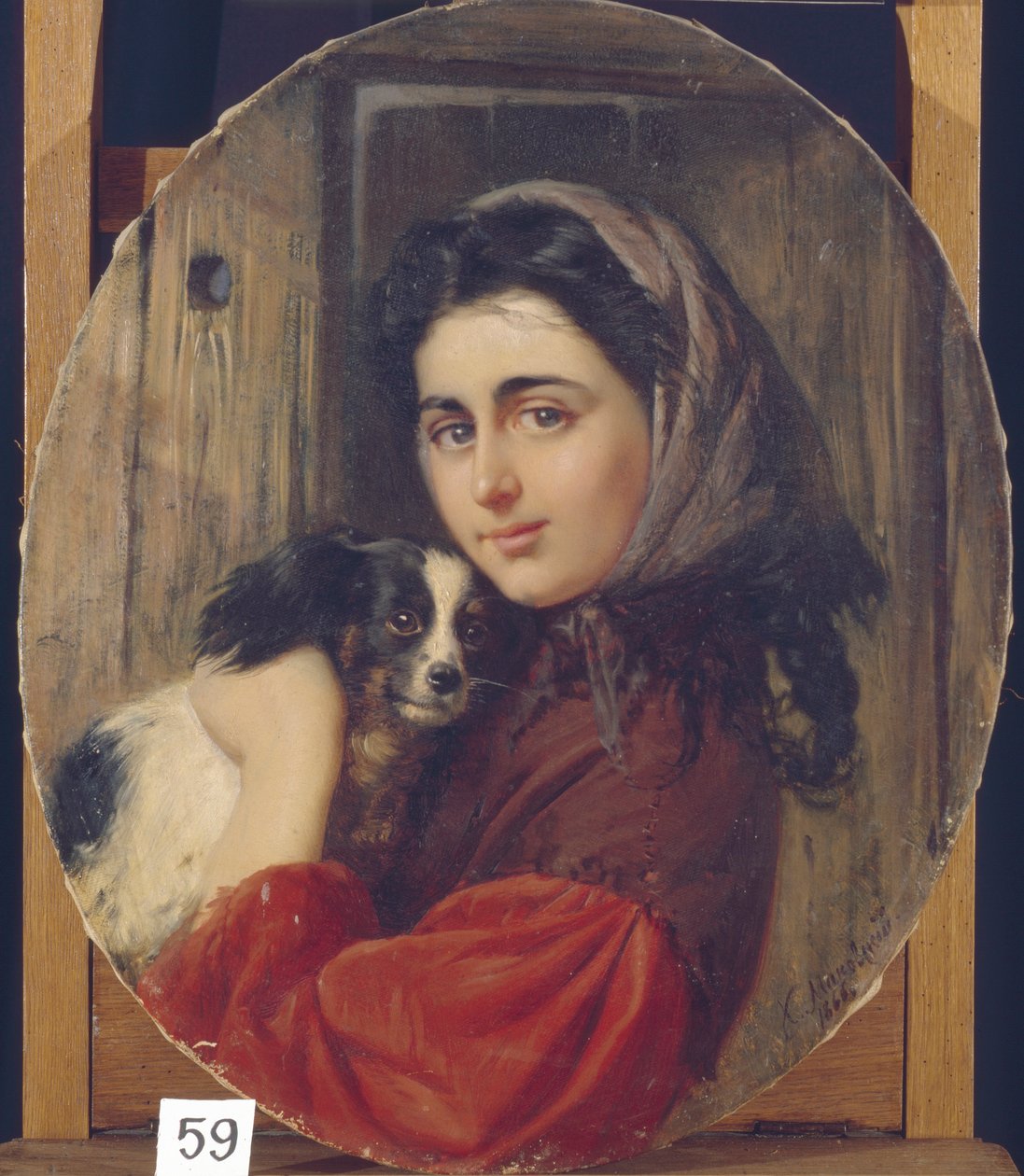 Mädchen mit kleinem Hund von Konstantin Egorovich Makovsky