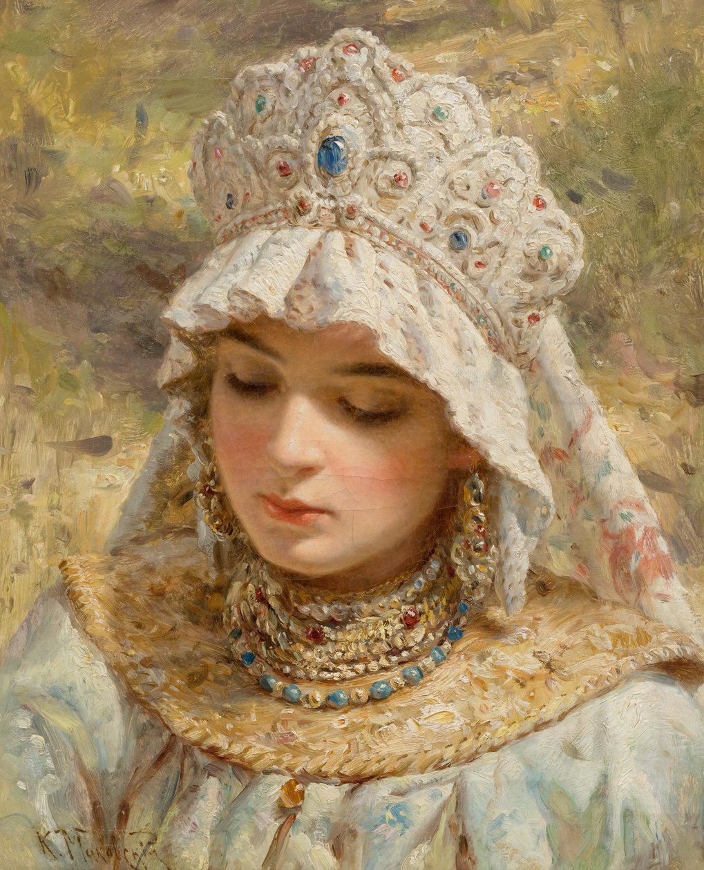 Konstantin Makovsky (zugeschrieben) Mädchen mit Kokoshnik von Konstantin Makovsky
