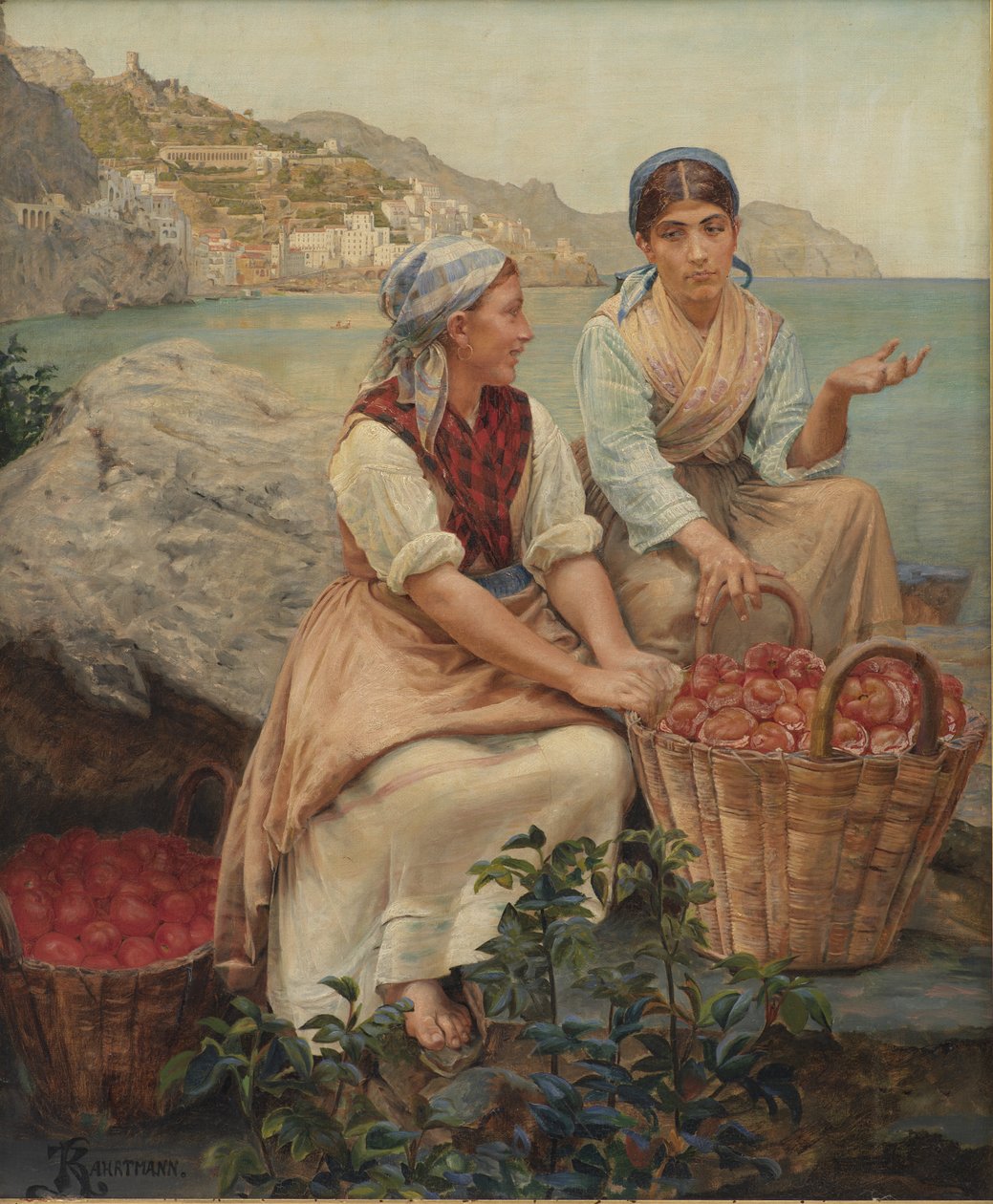 Italienische Mädchen mit Tomaten in Körben von Kristian Zahrtmann
