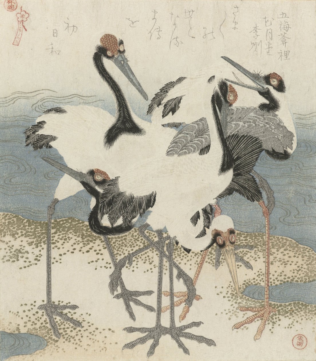 Kraniche am Wasser, ca. 1816 von Kubo Shunman