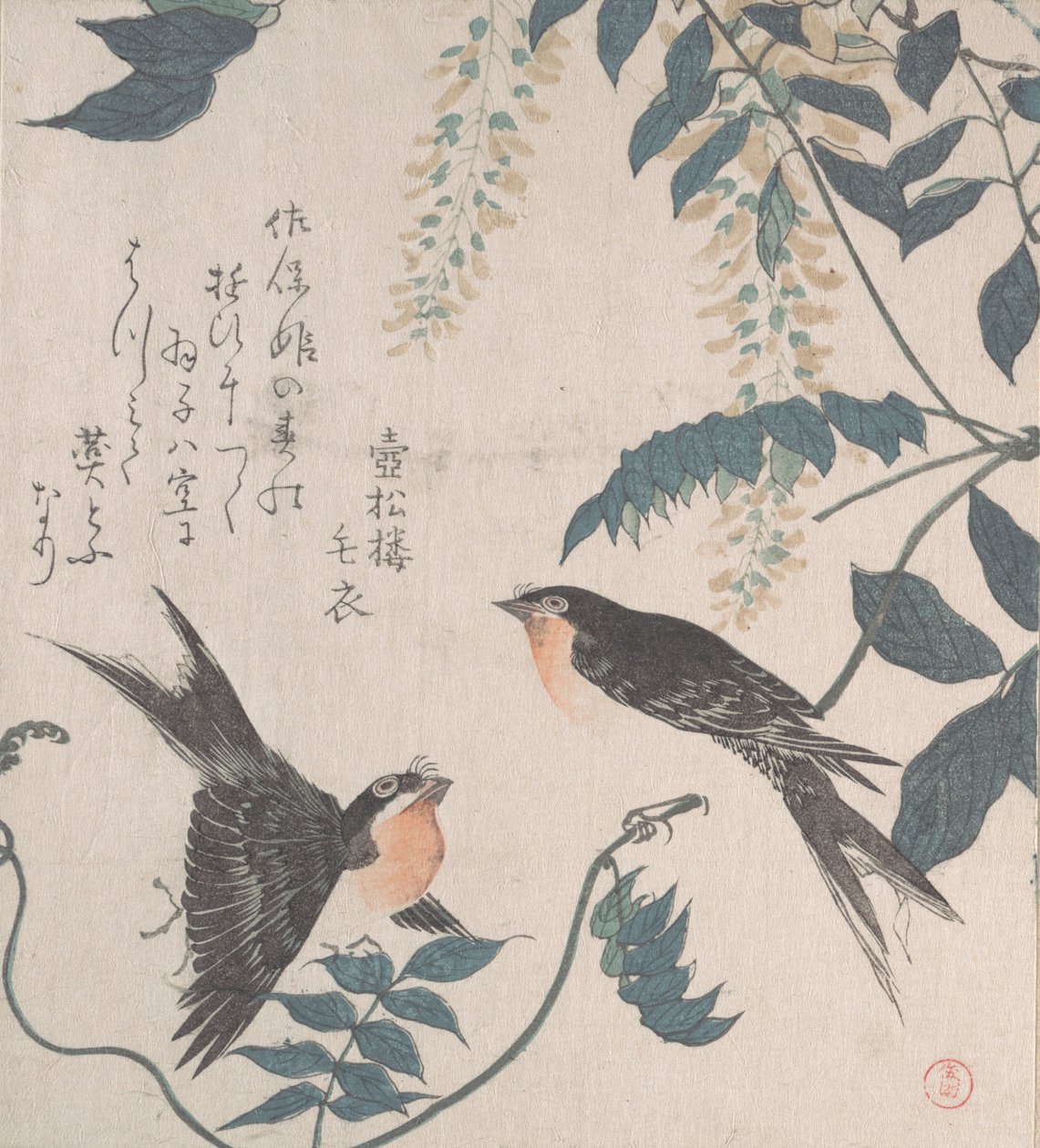 Schwalben und Glyzinien, 19. Jahrhundert von Kubo Shunman