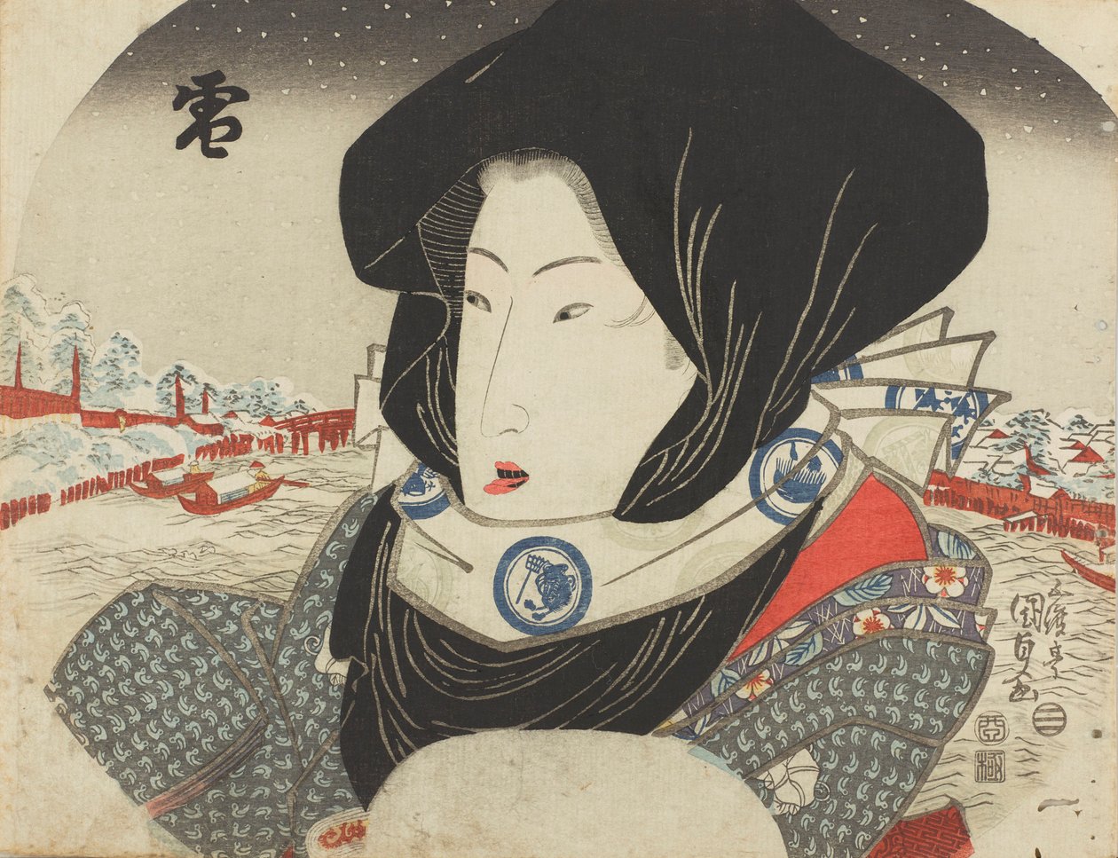 Schnee, aus der Serie Schnee, Mond und Blumen von Kunisada