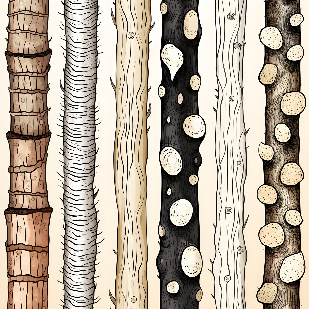 Baumstammabschnitte, Boho-Clipart, Boho-Zeichnungsmuster, Boho-Stamm 1 von Kurt Heppke