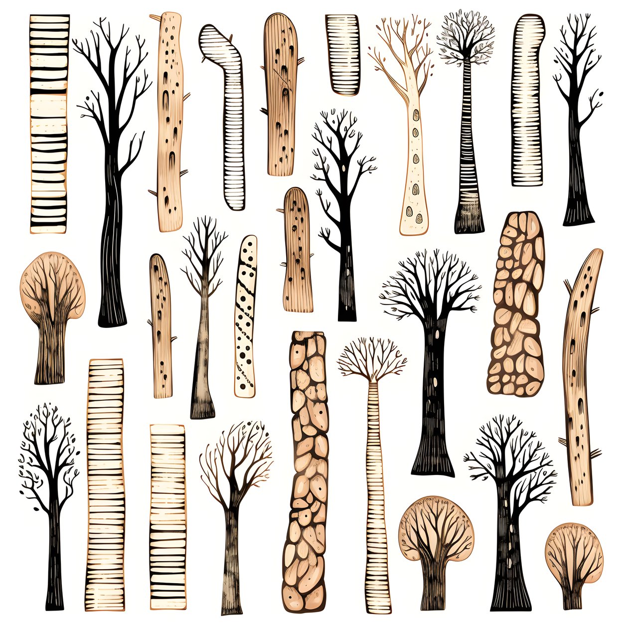 Baumstammabschnitte, Boho-Clipart, Boho-Zeichnungsmuster, Boho-Stamm 2 von Kurt Heppke