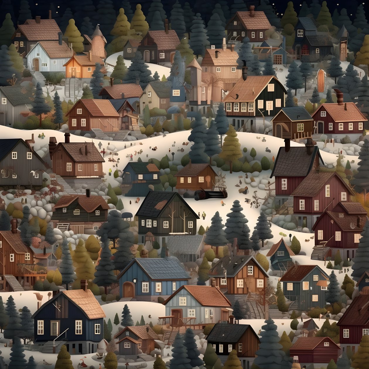 Bild von Häusern im Cartoon-Stil von Kurt Heppke