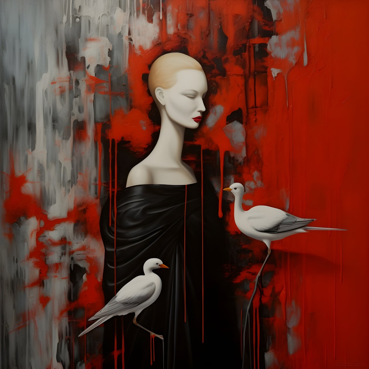 Frau und Storch von Kurt Heppke