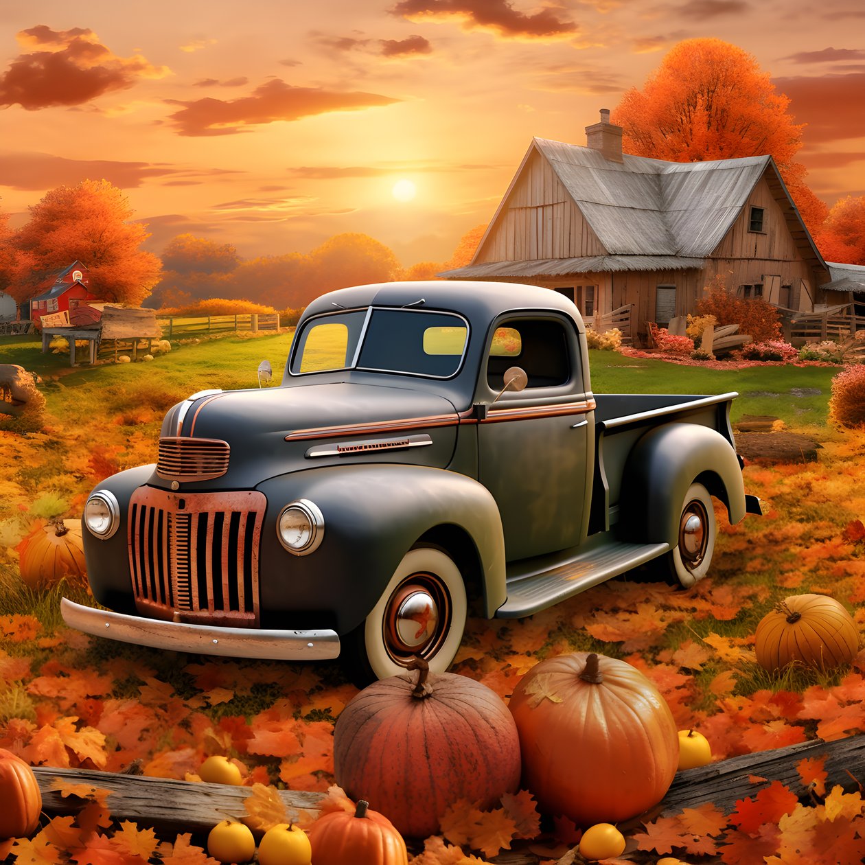 Ein Oldtimer-Pickup-Truck an einem Herbst-Sonnenuntergang-Abend 2 von Kurt Heppke