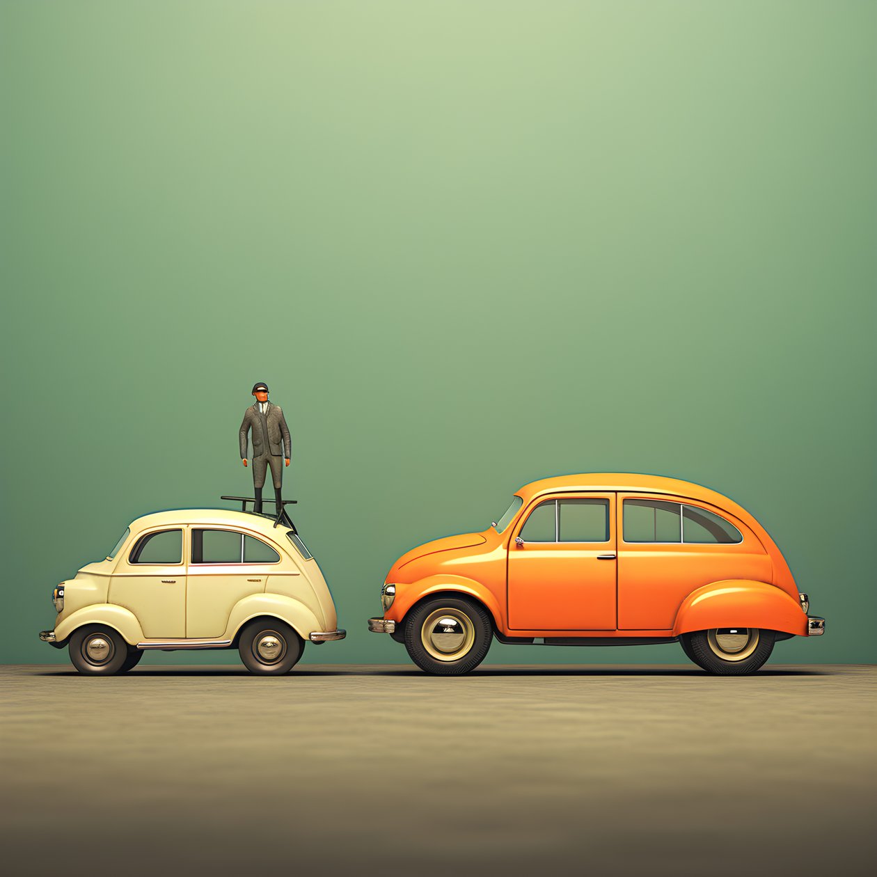 ein großes und ein kleines Auto von Kurt Heppke