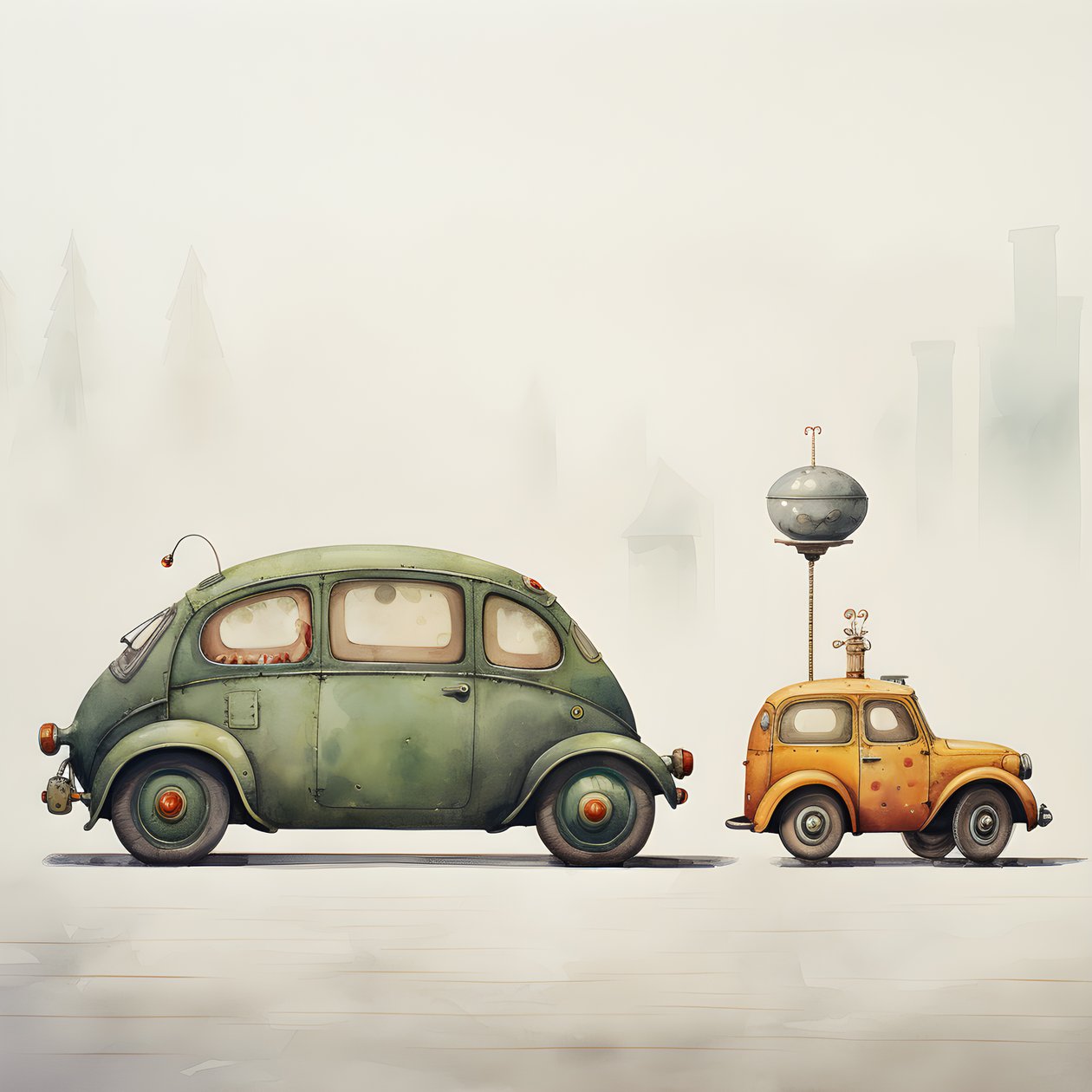 ein großes und ein kleines Auto von Kurt Heppke