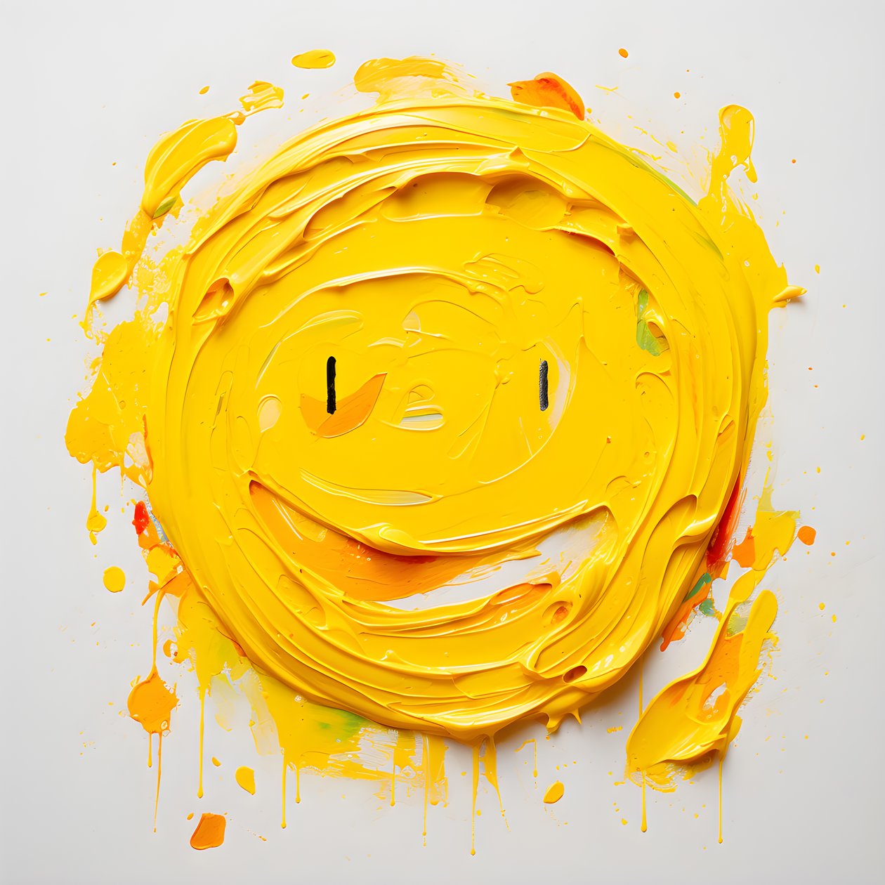 Gelbes Smiley-Gesicht in Impasto gemalt von Kurt Heppke