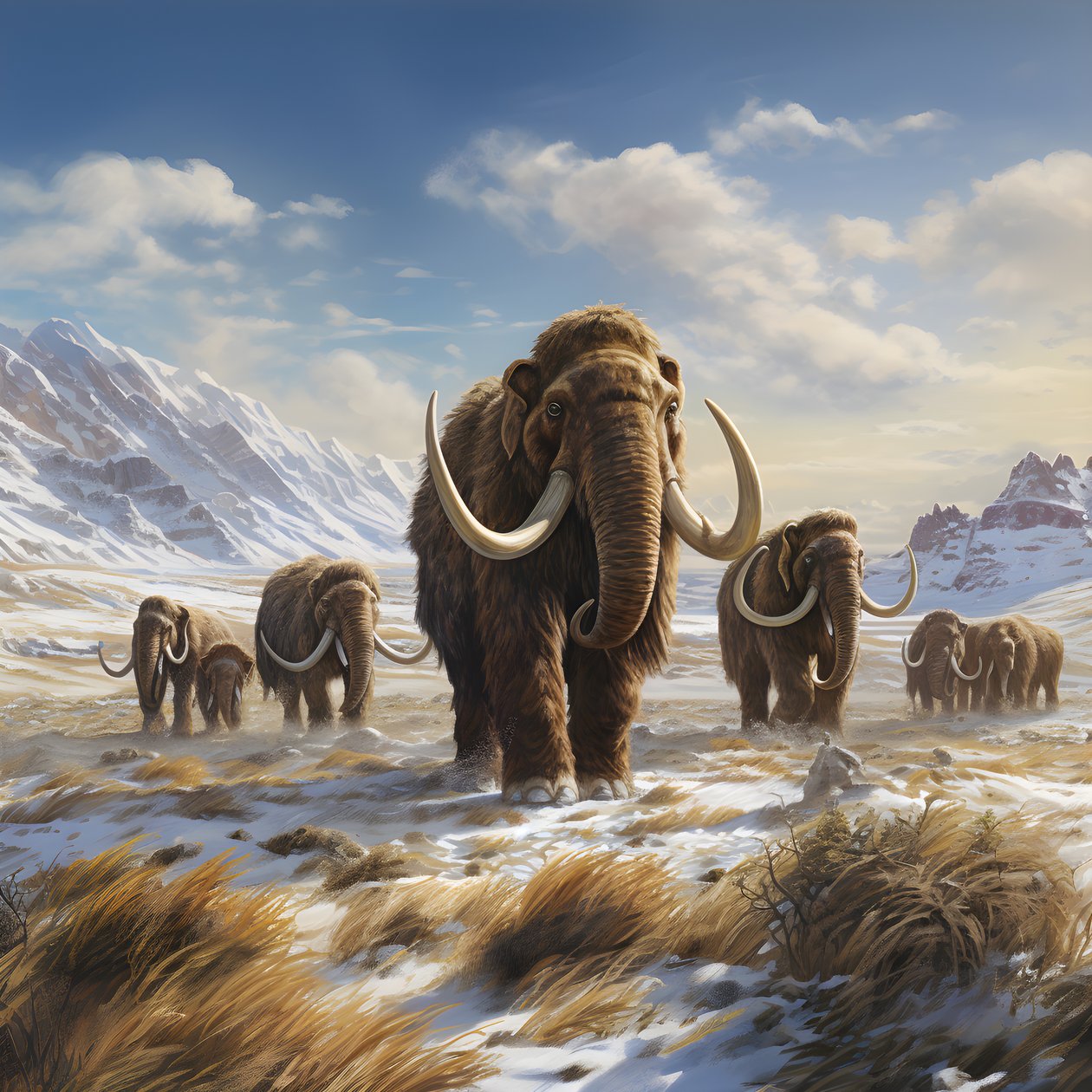 Wollmammut-Herde in der Tundra von Kurt Heppke