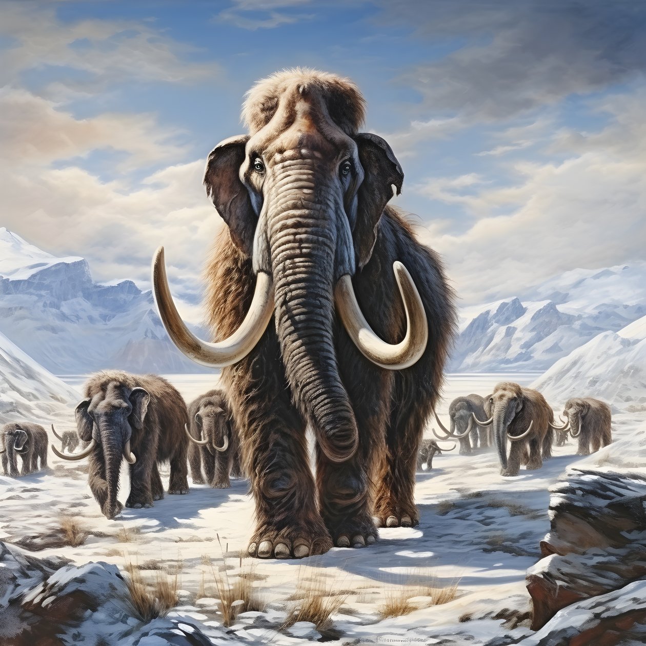 Wollmammut-Herde in der Tundra von Kurt Heppke