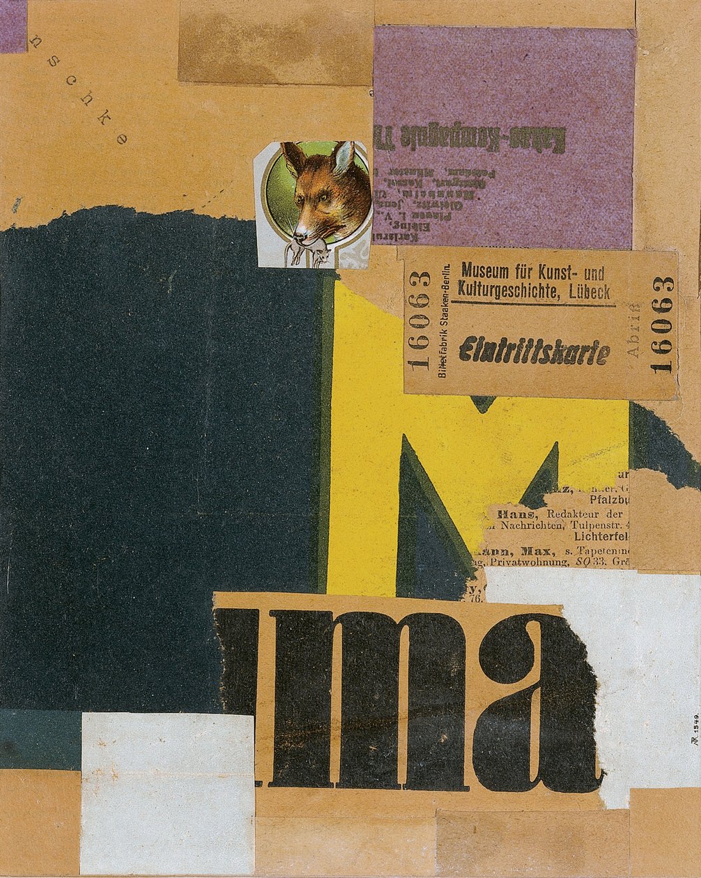 Eintrittskarte Mz 456, 1922 von Kurt Schwitters