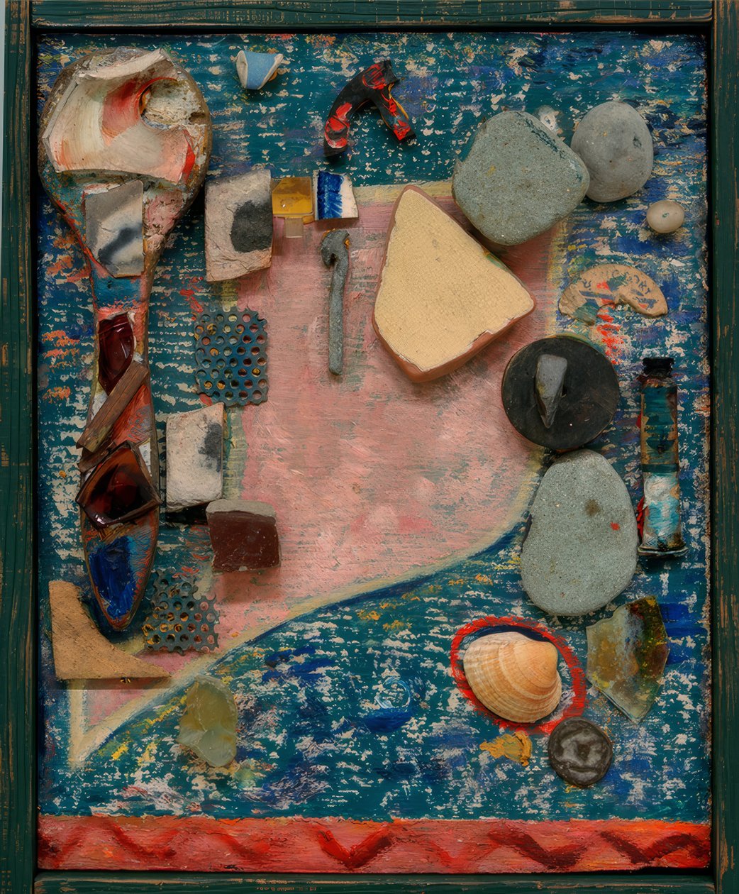 Kleines Merzbild mit vielen Teilen von Kurt Schwitters
