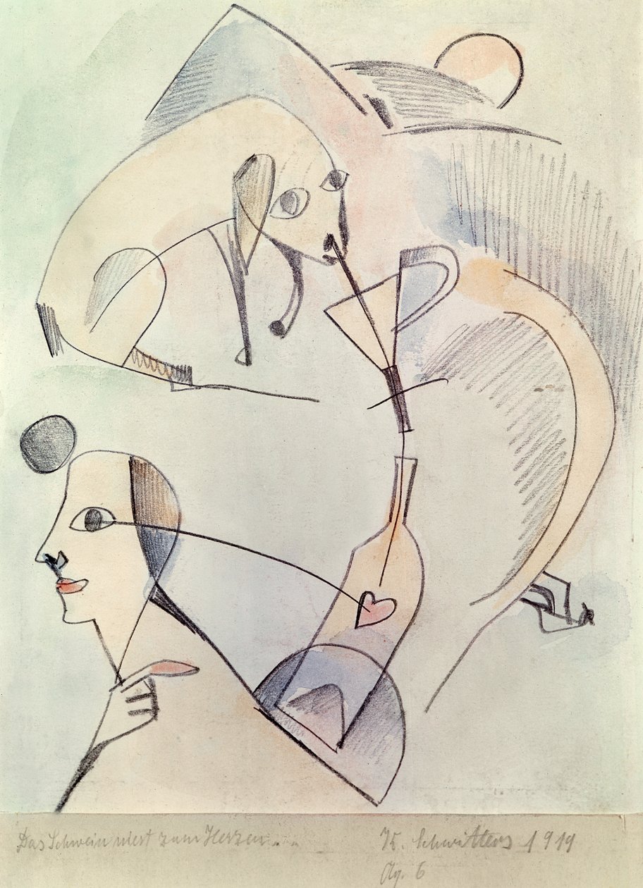 Das Schwein niest in Richtung des Herzens, 1919 von Kurt Schwitters